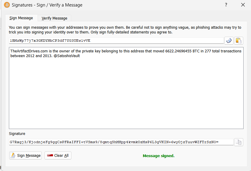 Signature Generation Screenshot